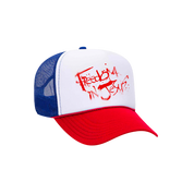 Freedom in Jesus Red White and Blue Trucker Hat