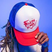 Freedom in Jesus Red White and Blue Trucker Hat